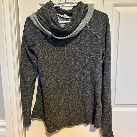 FREE PEOPLE Beach Cocoon Cowl Neck Pullover Cotton Sweater Grey - Picture 7 of 9